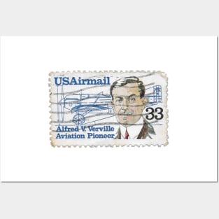 US Airmail Alfred V Verville Aviation Pioneer Stamp 1980s Posters and Art